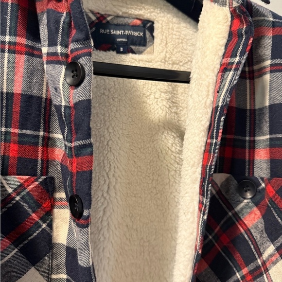 Rue- Saint Patrick Men’s Red and Blue Plaid Sherpa-Lined Shirt Jacket - Picture 4 of 7